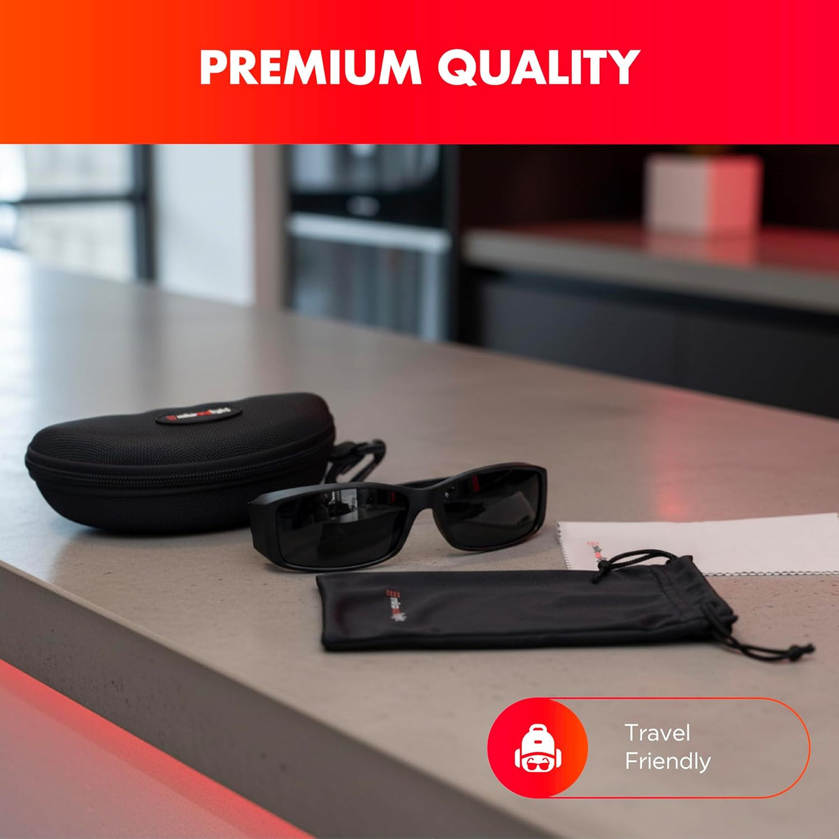 Mito Red PRO Red Light Therapy Glasses with Dark & Extra Dark Lenses, Eye Protection for Red Light (600Nm-900Nm) Goggles