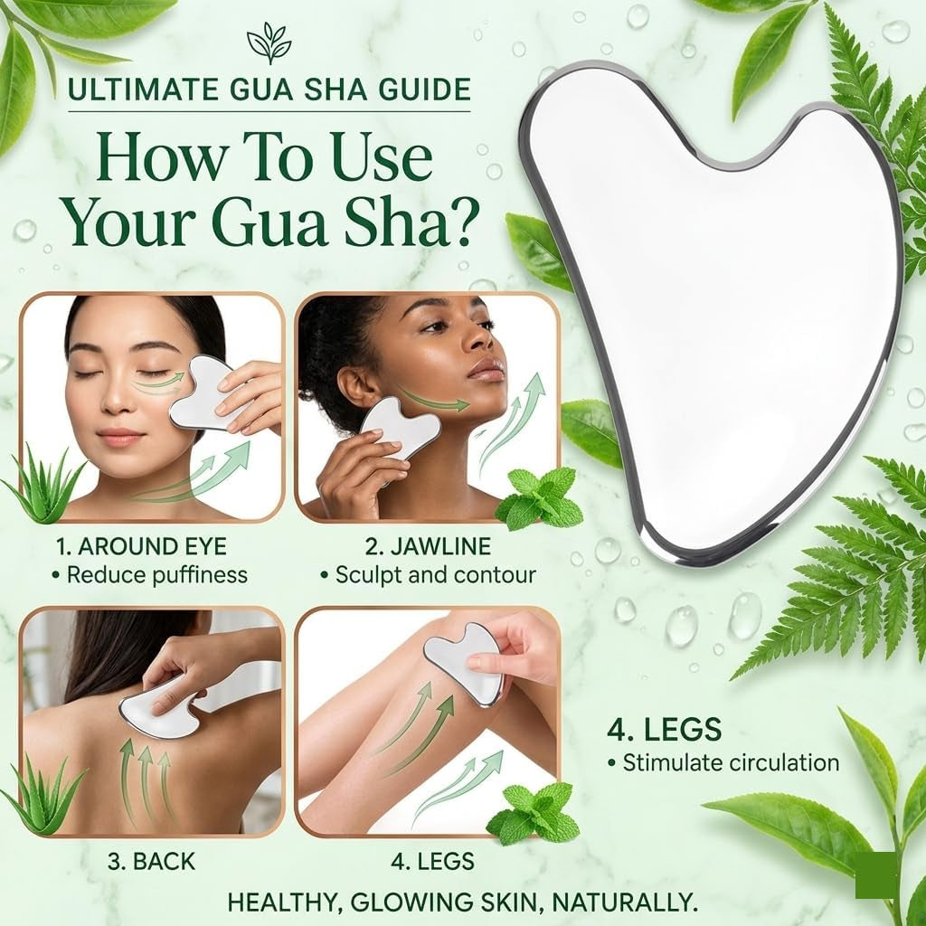 Stainless Steel 3D Face Roller Metal Facial Massager Face Sculpting Gua Sha Facial Tools for Eye Skin Care Reducing Puffiness Double Chin Reducer Facial Roller and Guasha Tool for Face Anti-Wrinkle