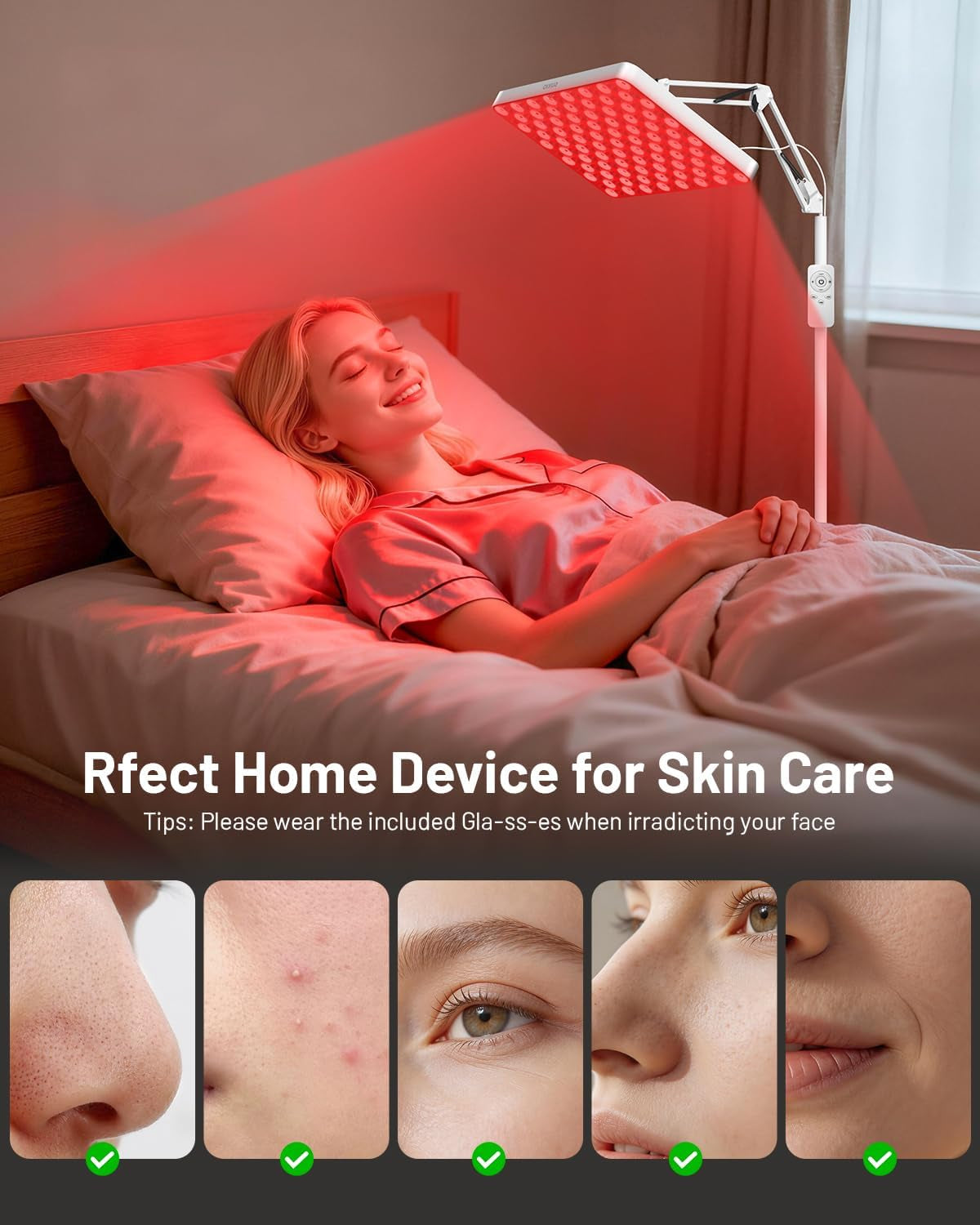 Red Light Therapy for Face & Body, 165 Red LED Therapy Lamp, Red Light Therapy Panel with Remote, Deep 660Nm - 820Nm near Infrared Light Therapy for Body