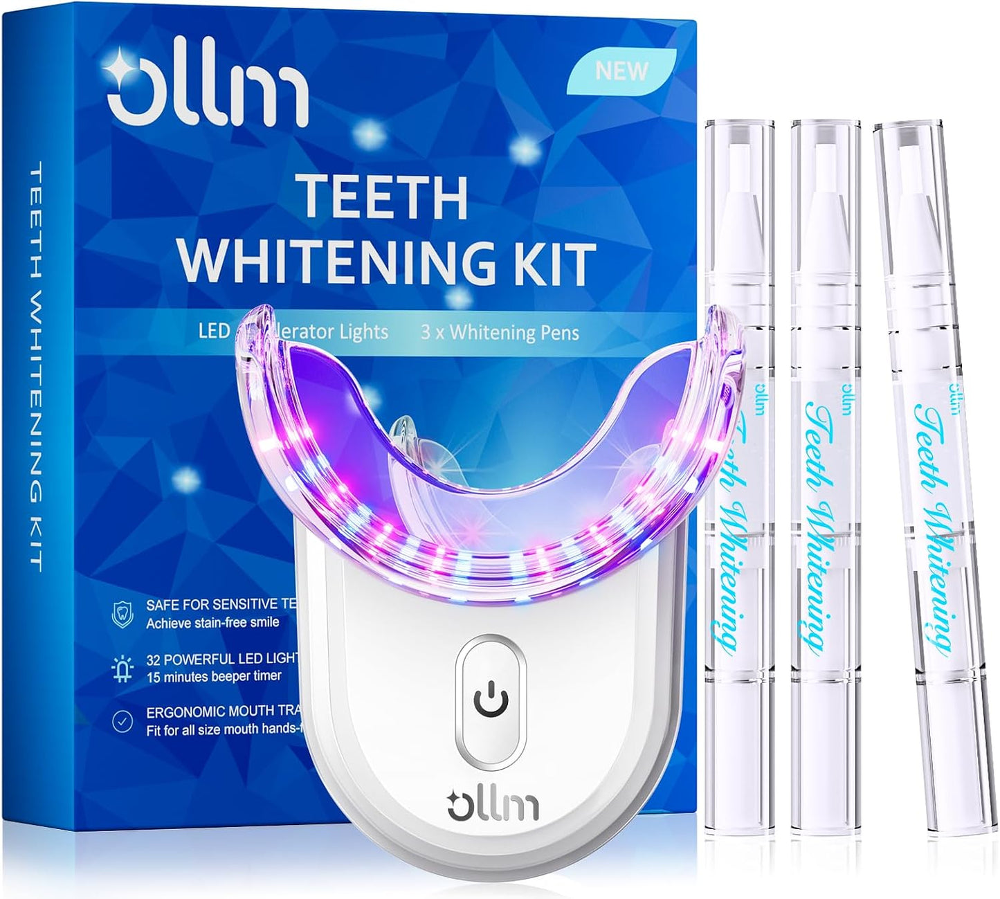 Teeth Whitening Kit for Sensitive Tooth: Professional Whitening Gel Pens Strips Dental Kit, 32X LED Light White Personal Care Products, 35% Carbamide Peroxide Whitener, Beauty Tools for Home
