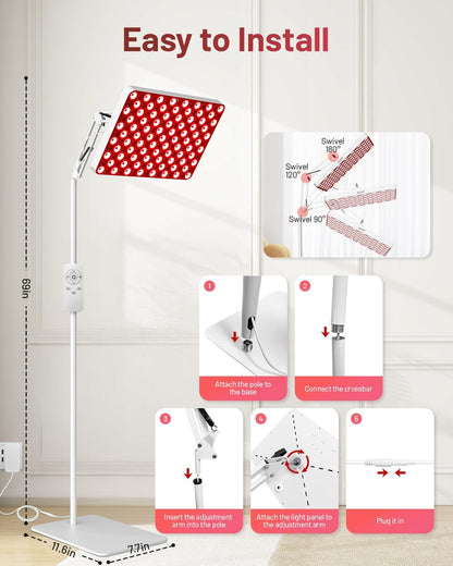 Red Light Therapy for Face & Body, 165 Red LED Therapy Lamp, Red Light Therapy Panel with Remote, Deep 660Nm - 820Nm near Infrared Light Therapy for Body