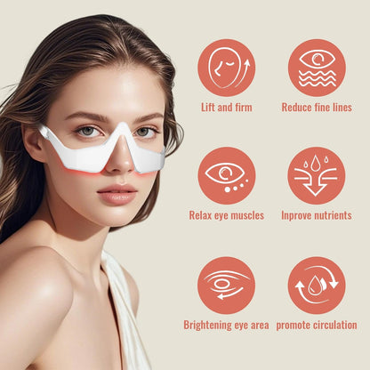 Under Eye Red Light Therapy, 4 Modes Red Light under Eye Therapy Glasses Microcurrent Eye Massager, for Eye Bags Dark Circles Puffiness Wrinkles Fine Lines, Relieving Eye Fatigue