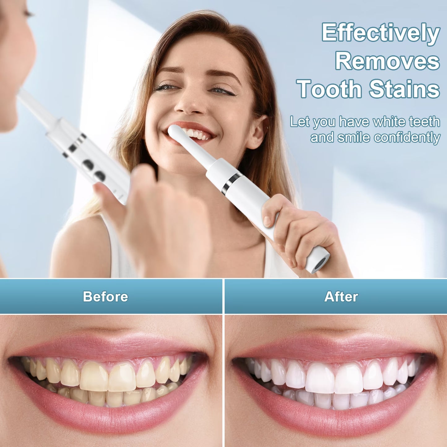 Tooth Polisher, Teeth Whitening Kit with 1500Mah Battery, Plaque Remover for Teeth with 5 Brush Heads & Speeds Modes, Ipx6 Waterproof, White