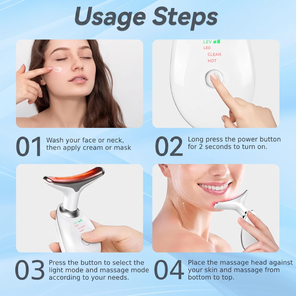 7-Color LED Face & Neck Massager with Heat Therapy