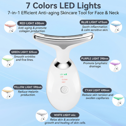 7-Color LED Face & Neck Massager with Heat Therapy