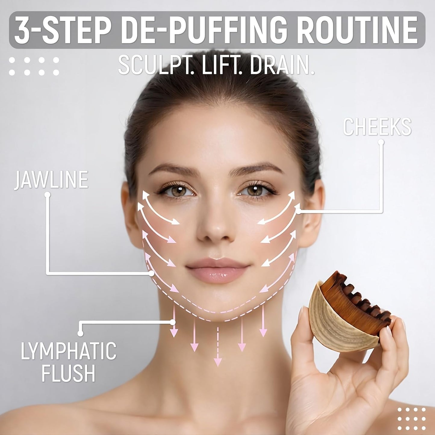 Lymphatic Drainage Face Brush, Lymphatic Contour Face Brush | Soft Nylon Bristles, Manual Dry Face Brush, Massager for Gentle Daily Skincare
