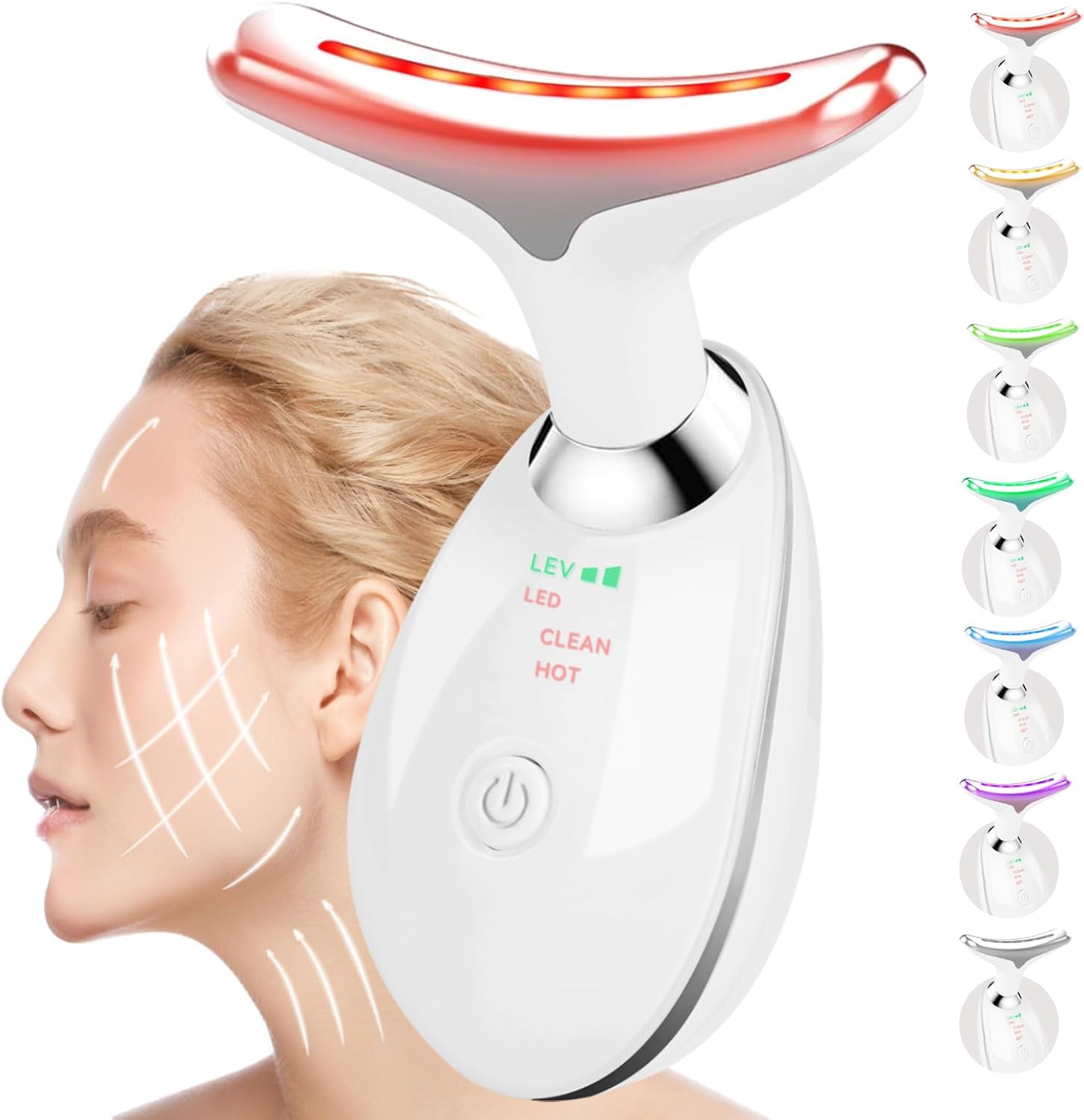 7-Color LED Face & Neck Massager with Heat Therapy
