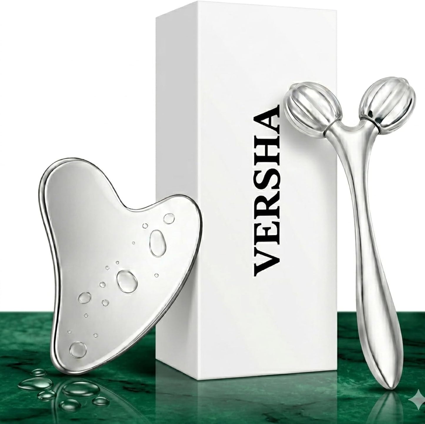 Stainless Steel 3D Face Roller Metal Facial Massager Face Sculpting Gua Sha Facial Tools for Eye Skin Care Reducing Puffiness Double Chin Reducer Facial Roller and Guasha Tool for Face Anti-Wrinkle