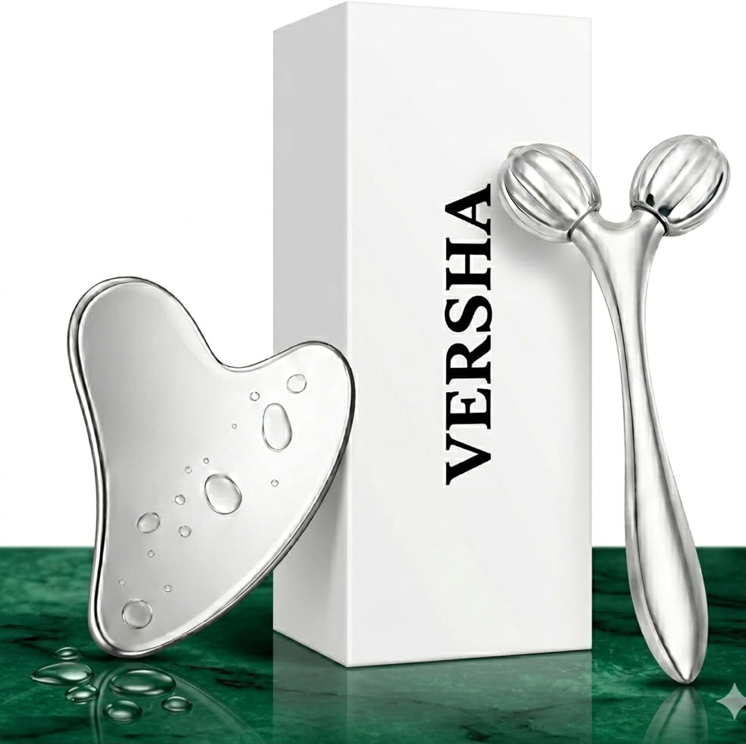Stainless Steel 3D Face Roller Metal Facial Massager Face Sculpting Gua Sha Facial Tools for Eye Skin Care Reducing Puffiness Double Chin Reducer Facial Roller and Guasha Tool for Face Anti-Wrinkle