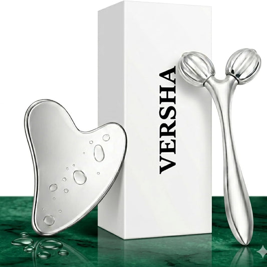 Stainless Steel 3D Face Roller Metal Facial Massager Face Sculpting Gua Sha Facial Tools for Eye Skin Care Reducing Puffiness Double Chin Reducer Facial Roller and Guasha Tool for Face Anti-Wrinkle