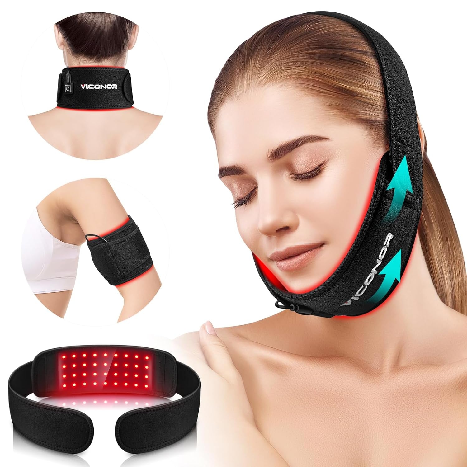 Red Light Therapy for Neck, near Infrared Light Therapy Belt Wearable Infrared Neck Wrap with Timer Infrared Belt for Chin Firming V Face Lifting Mask Body Neck Hand Wrist Legs Unisex Gift