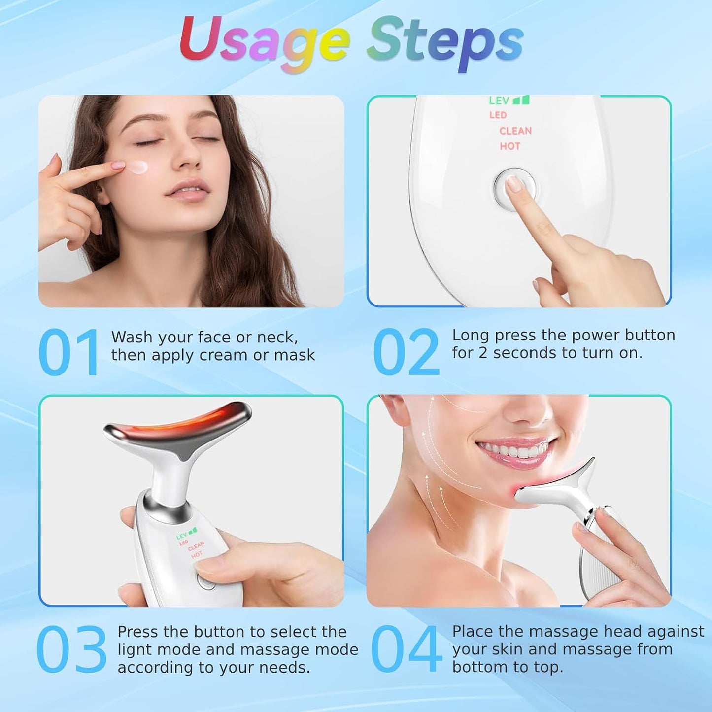 7-Color LED Face & Neck Massager with Heat Therapy