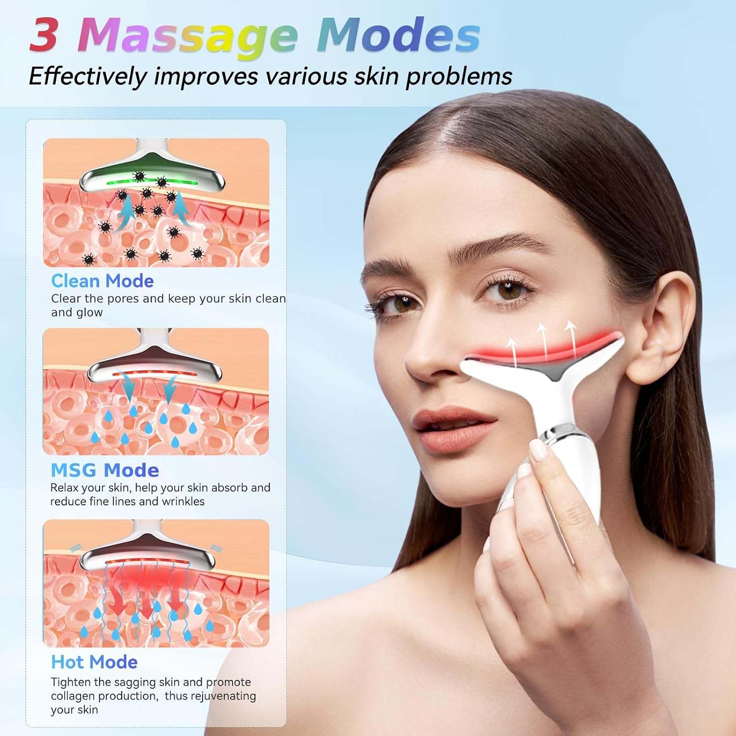 7-Color LED Face & Neck Massager with Heat Therapy
