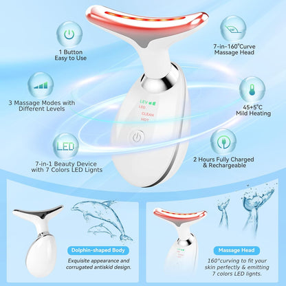 7-Color LED Face & Neck Massager with Heat Therapy