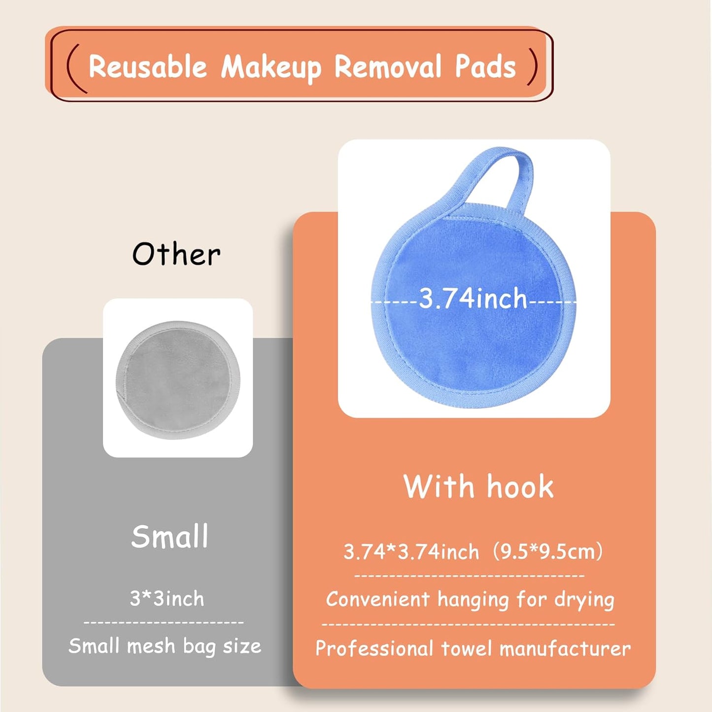 Reusable Makeup Remover Pads, 18 Packs Microfiber Face Cloth with a Washable Laundry Bag, Reusable Rounds Towels for Face Cleaning, Soft Facial Rounds Wipes Eyes/Lips Clean for Women Gifts