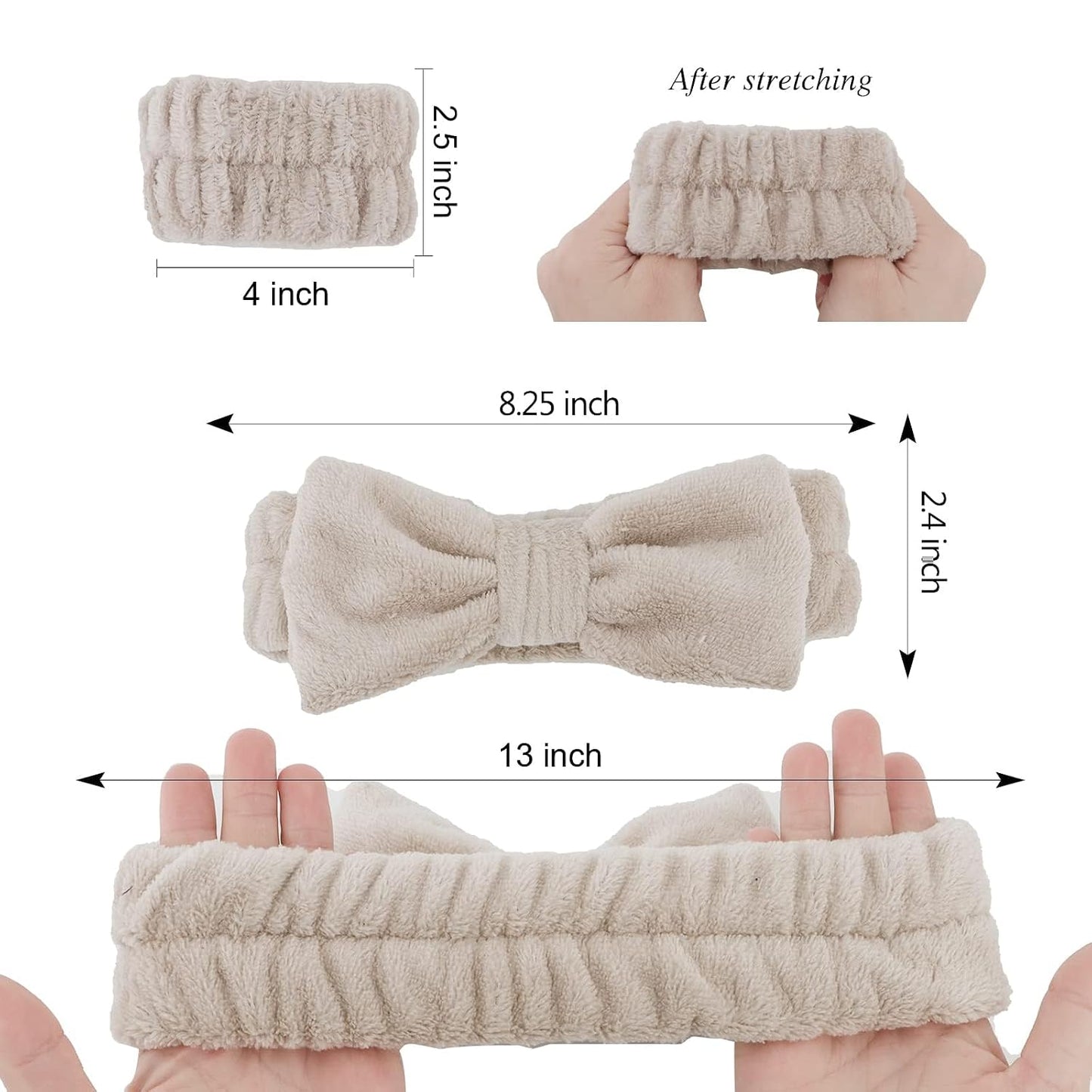 6PCS Spa Headband and Wristbands Set,Soft Microfiber Makeup Headband with Bow & Absorbent Wrist Bands,Skincare Hair Bands for Women Girls Face Washing Yoga Makeup Self-Care Gifts ﻿