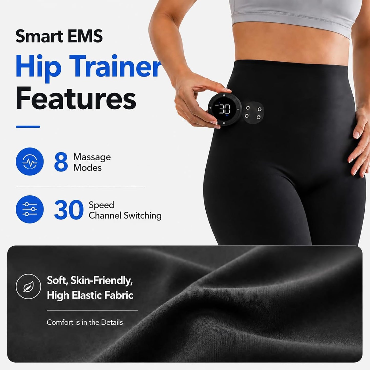 Glute Toning Shorts for Women, 8 Modes for Home Workouts Black