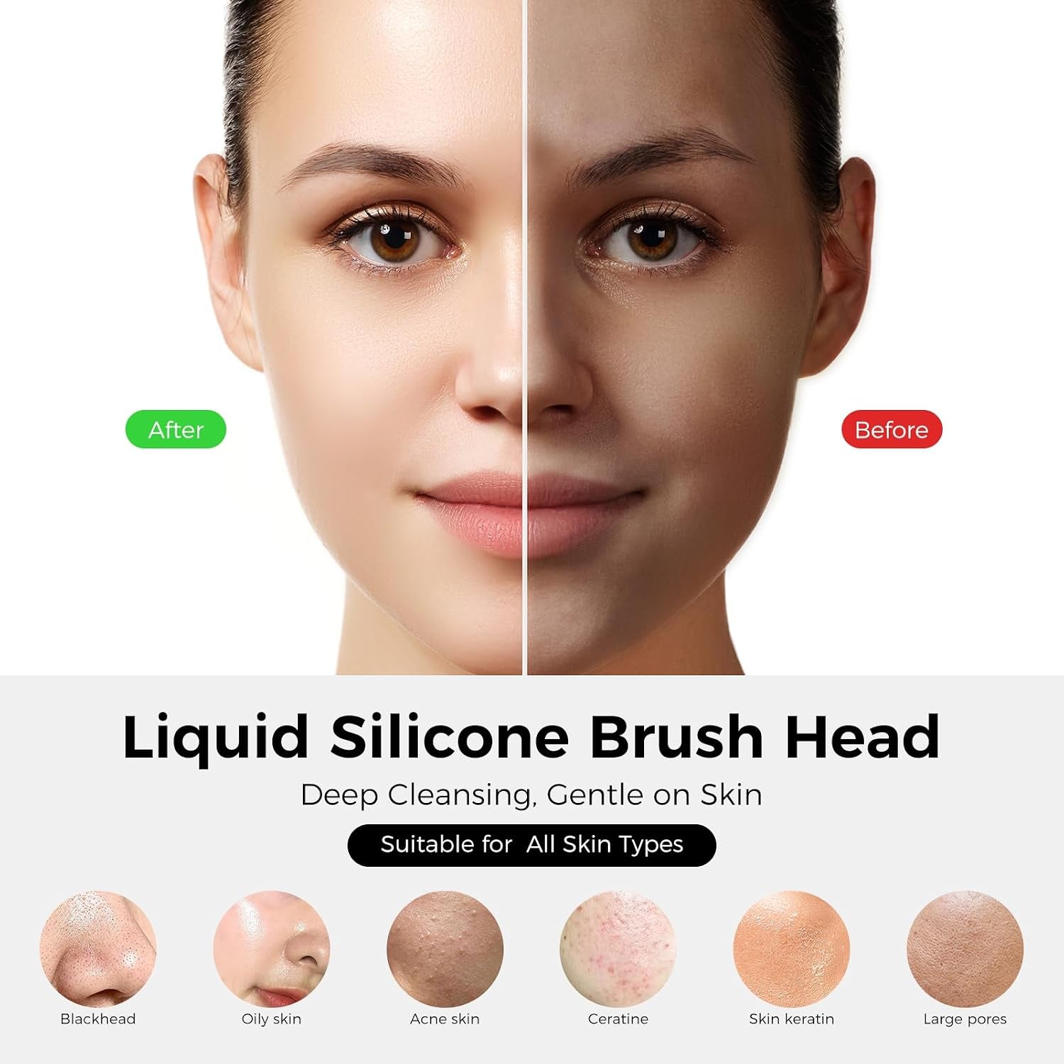 Face Scrubber, Electric Facial Cleansing Brush (Black) | 4 LED Light, 5 Vibration Levels, Warming Function, Soft Silicone Exfoliation, Removes Oil Makeup Residue, Waterproof Design