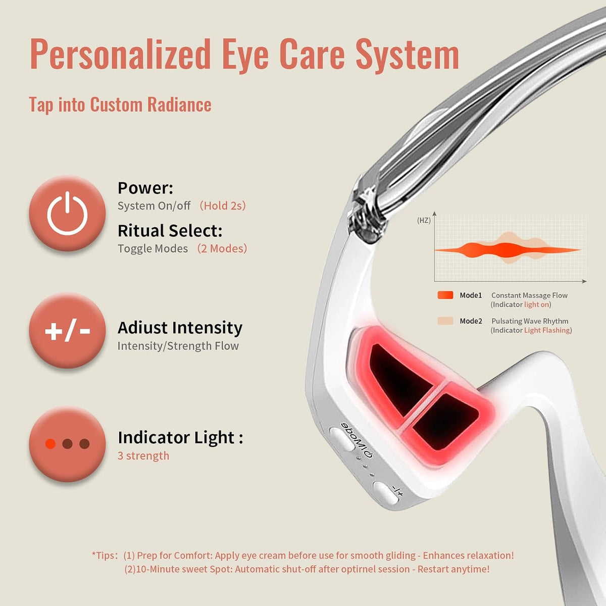 Under Eye Red Light Therapy, 4 Modes Red Light under Eye Therapy Glasses Microcurrent Eye Massager, for Eye Bags Dark Circles Puffiness Wrinkles Fine Lines, Relieving Eye Fatigue