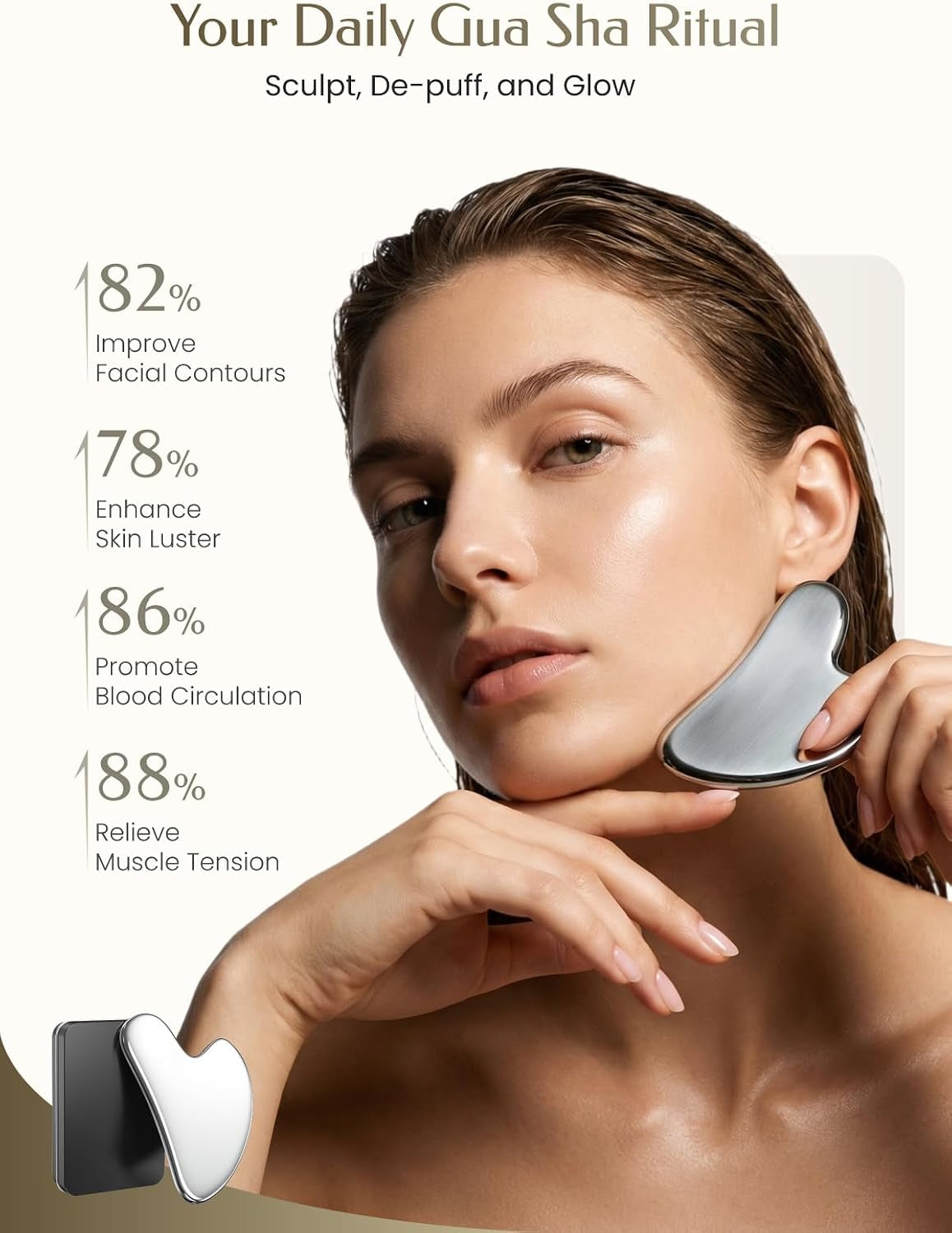 Stainless Steel Gua Sha Facial Tools, Guasha Tool for Face Acupuncture Therapy Trigger Point Treatment, Gua Sha Scraping Massage Tool
