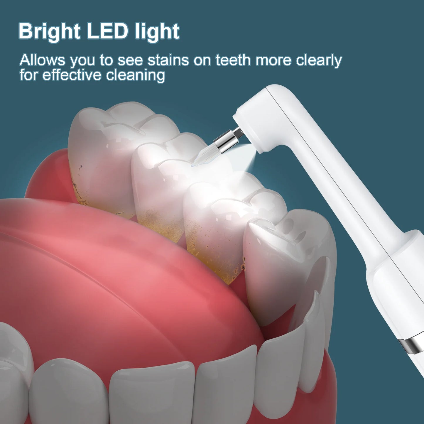 Tooth Polisher, Teeth Whitening Kit with 1500Mah Battery, Plaque Remover for Teeth with 5 Brush Heads & Speeds Modes, Ipx6 Waterproof, White