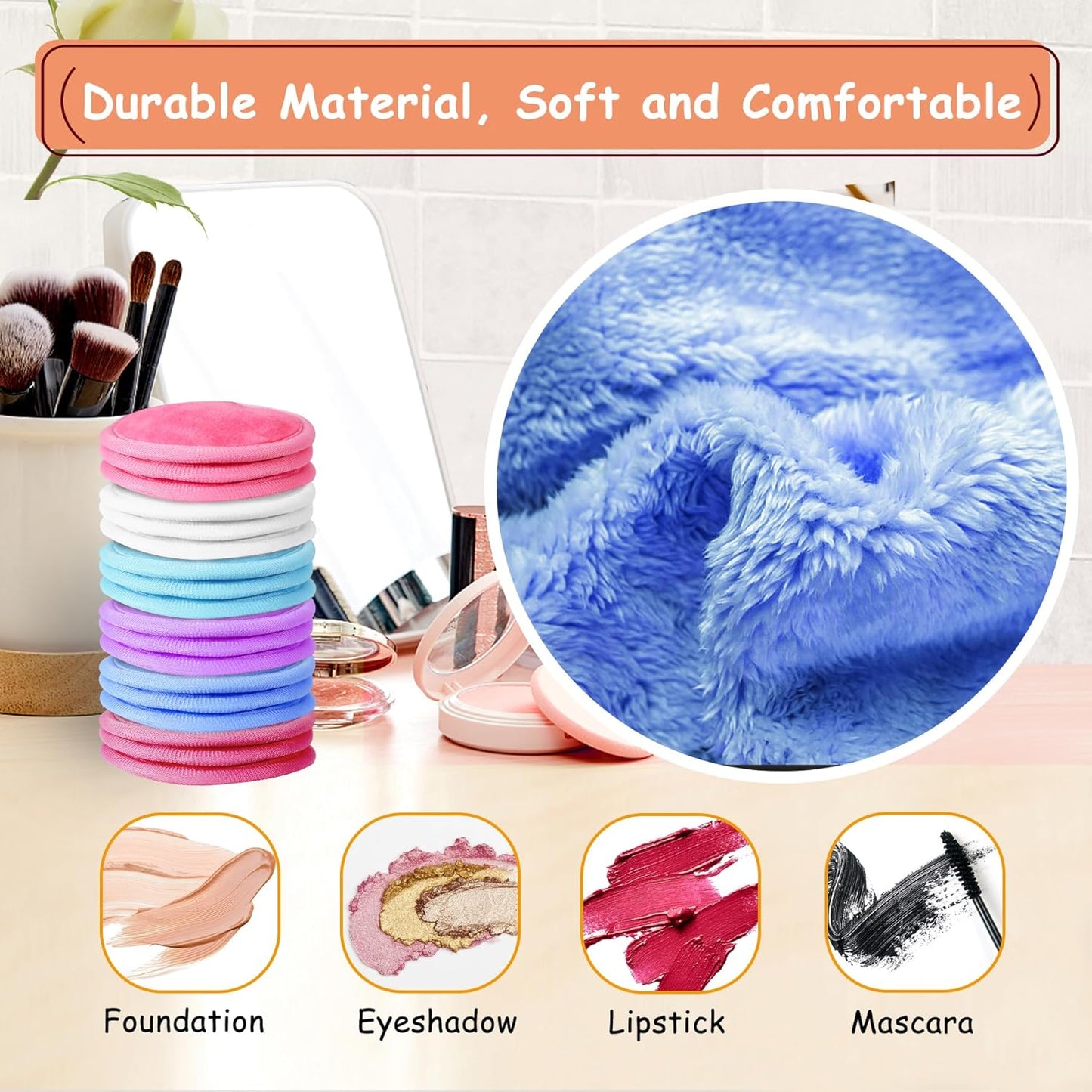 Reusable Makeup Remover Pads, 18 Packs Microfiber Face Cloth with a Washable Laundry Bag, Reusable Rounds Towels for Face Cleaning, Soft Facial Rounds Wipes Eyes/Lips Clean for Women Gifts
